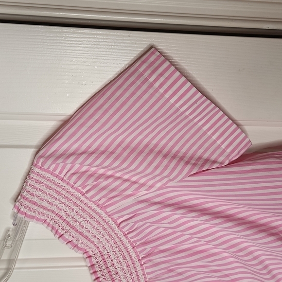 Vineyard Vines Pink White Striped Off The Shoulder Top Size M - Picture 6 of 9